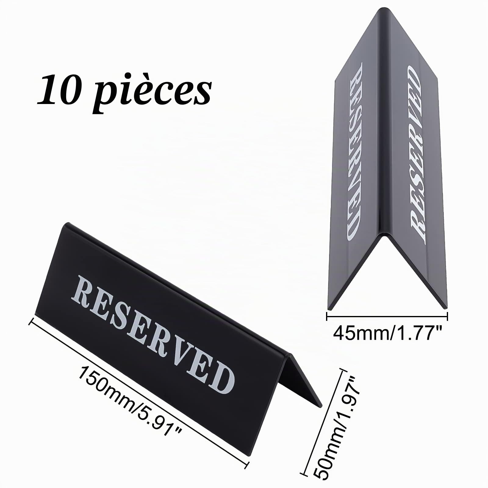 OLYCRAFT 10Pcs Panneau de Table Réservés Réservée en Acrylique pour Mariage Panneau Reserve pour Table 15x5x4.5cm Panneaux de Sièges Réservés pour Restaurant Mariage Événements Fête