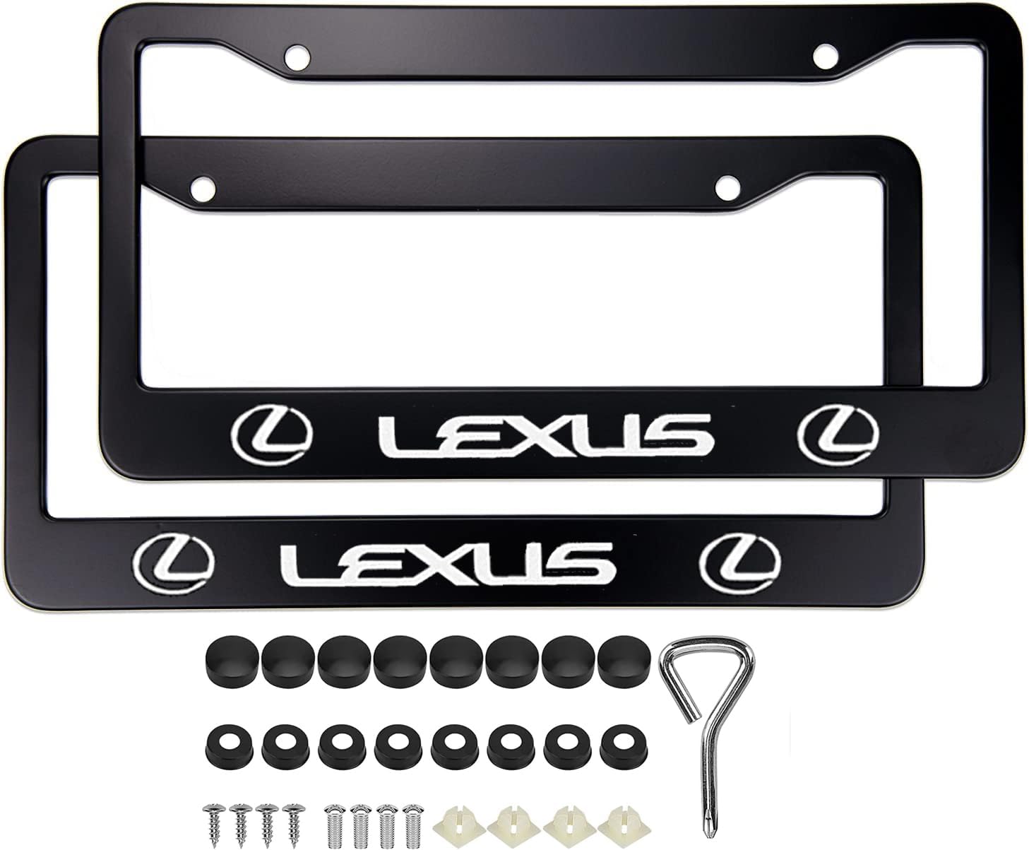 Black License Plate Frames for Lexus, 2PCS Car License