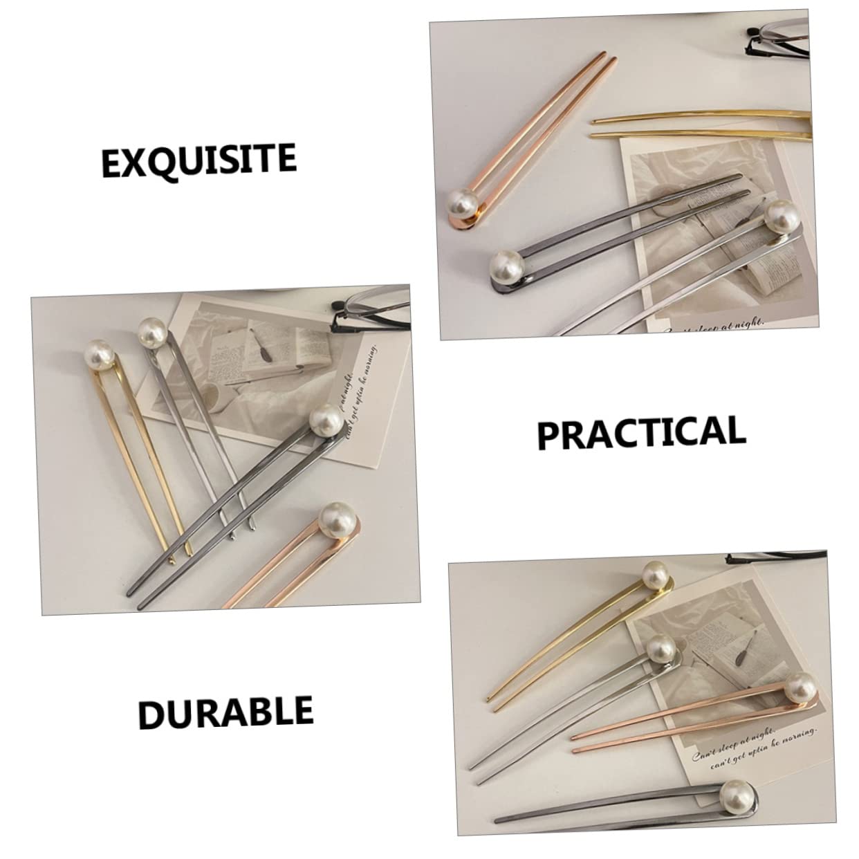 FRCOLOR 12stücke Teiliges Metall-haarforke Mit Perlen Elegante Haarnadeln Für Hochsteckfrisuren Geeignet Für Verschiedene Anlässe Stilvolle Haaraccessoires Für Frauen Roségold Und