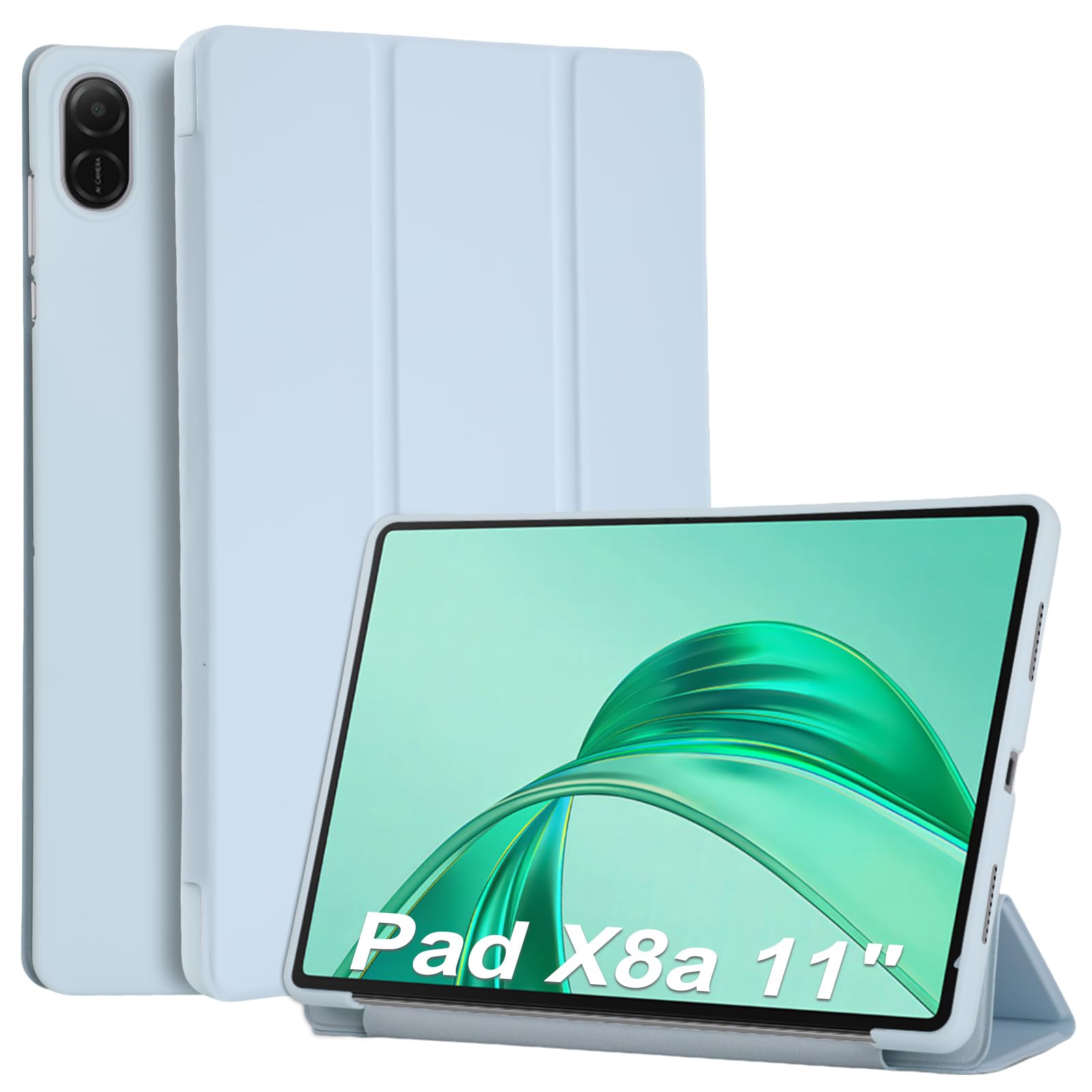 WD&CD Hülle kompatibel mit Honor Pad X8a 11", Schutzhülle Ultradünne PU Leder kompatibel mit Honor Pad X8a 11" mit Standfunktion und Auto Schlaf/Wach- Hellblau