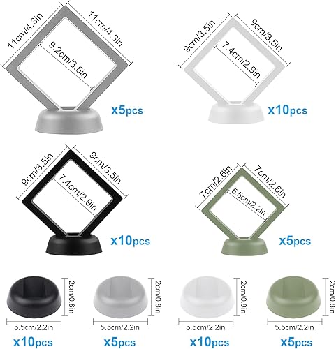 Miniatura 2 de 30 soportes de exhibición flotantes 3D, 4.3 pulgadas, 3.5 pulgadas, 2.6 pulgadas, vitrina de exhibición de monedas de desafío con base, contenedores