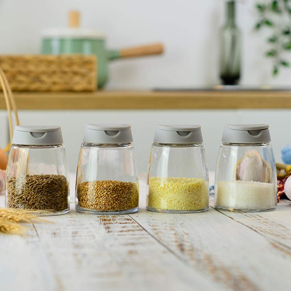 Seasoning Jar Double-Opening Seasoning Jar Barbecue Seasoning Jar for Filling Pepper, Salt and Condiments for Kitchen Grilling-Gray