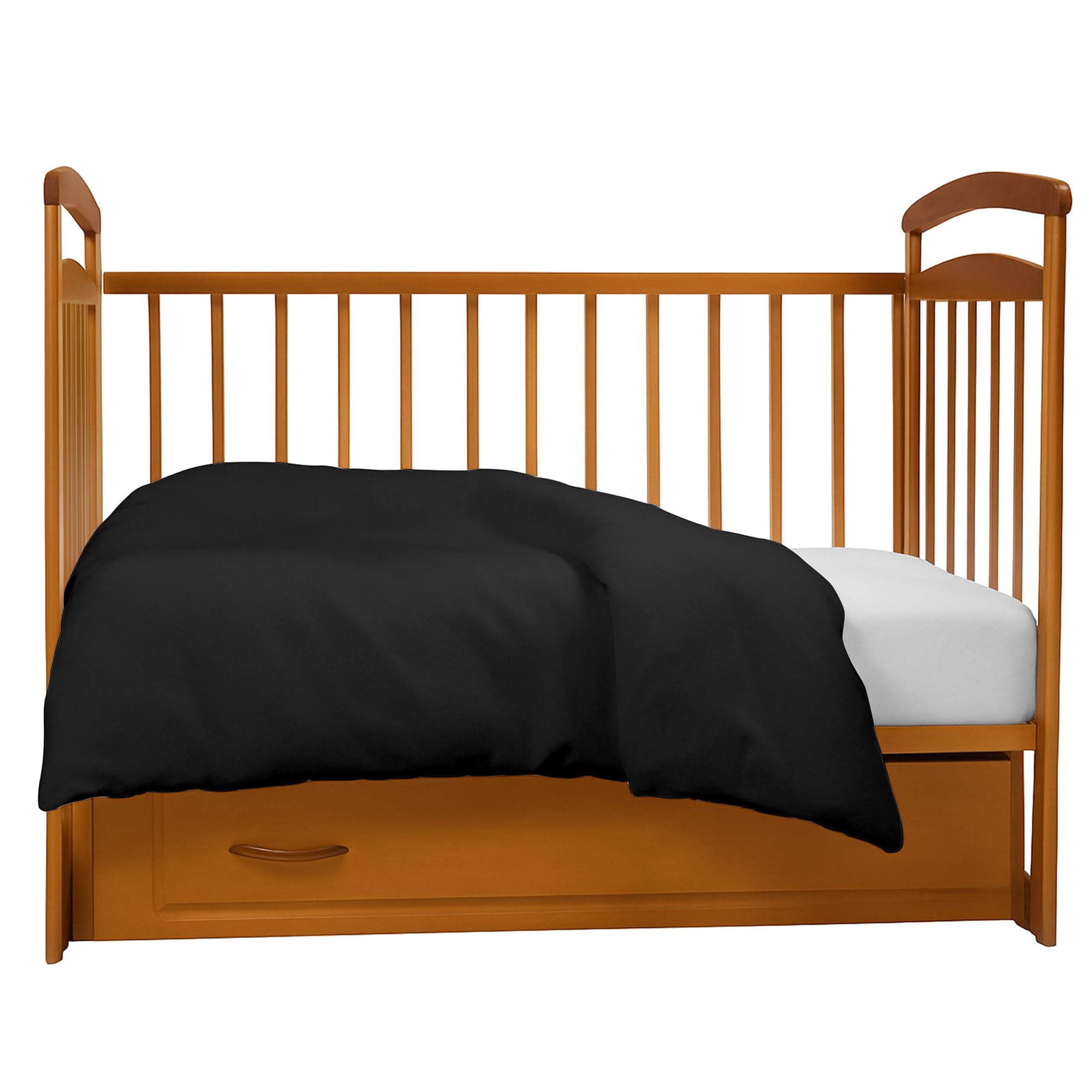 Egypto Black 100% Brushed Cotton Cot Duvet Cover – Soft Thermal Flannelette Baby Bed Duvet Cover – Breathable & Hypoallergenic Warm Comforter – Winter Bedding Baby Quilt Cover (, Cot)