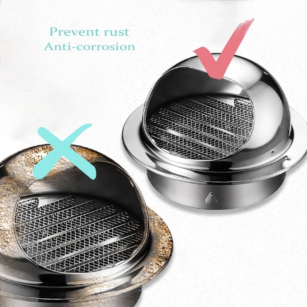 Rejilla de ventilación Redonda de Acero Inoxidable, Salidas de Aire con mosquitera, Abertura de Escape Robusta, para Uso Exterior con Campanas extractoras (250 mm/9,8 Pulgadas).