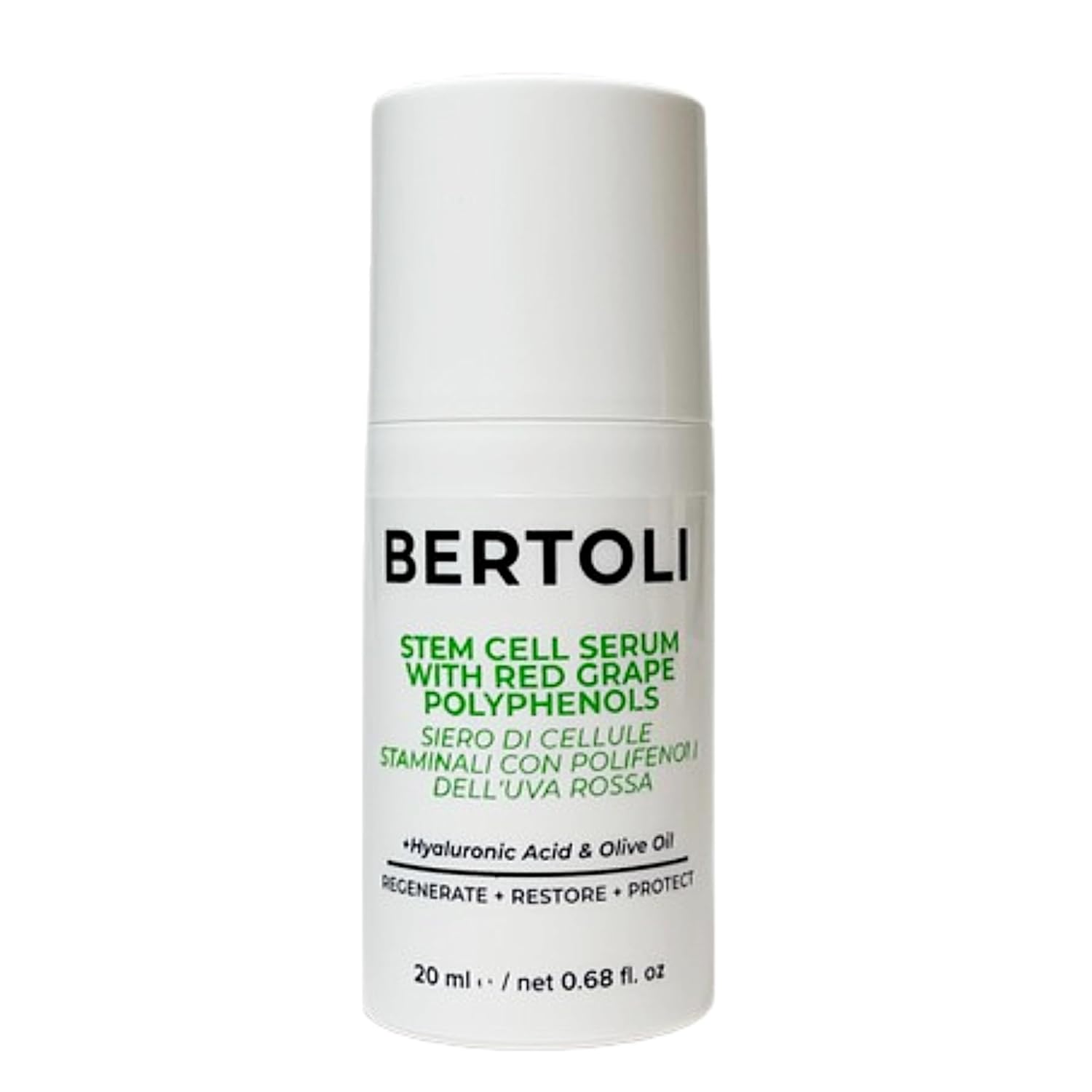 BERTOLI Apple Stem Cell Face Serum for Wrinkles & Firming – Anti Aging Regenerating Serum with Red Grape Polyphenols, Hyaluronic Acid & Olive Oil – Made in Italy