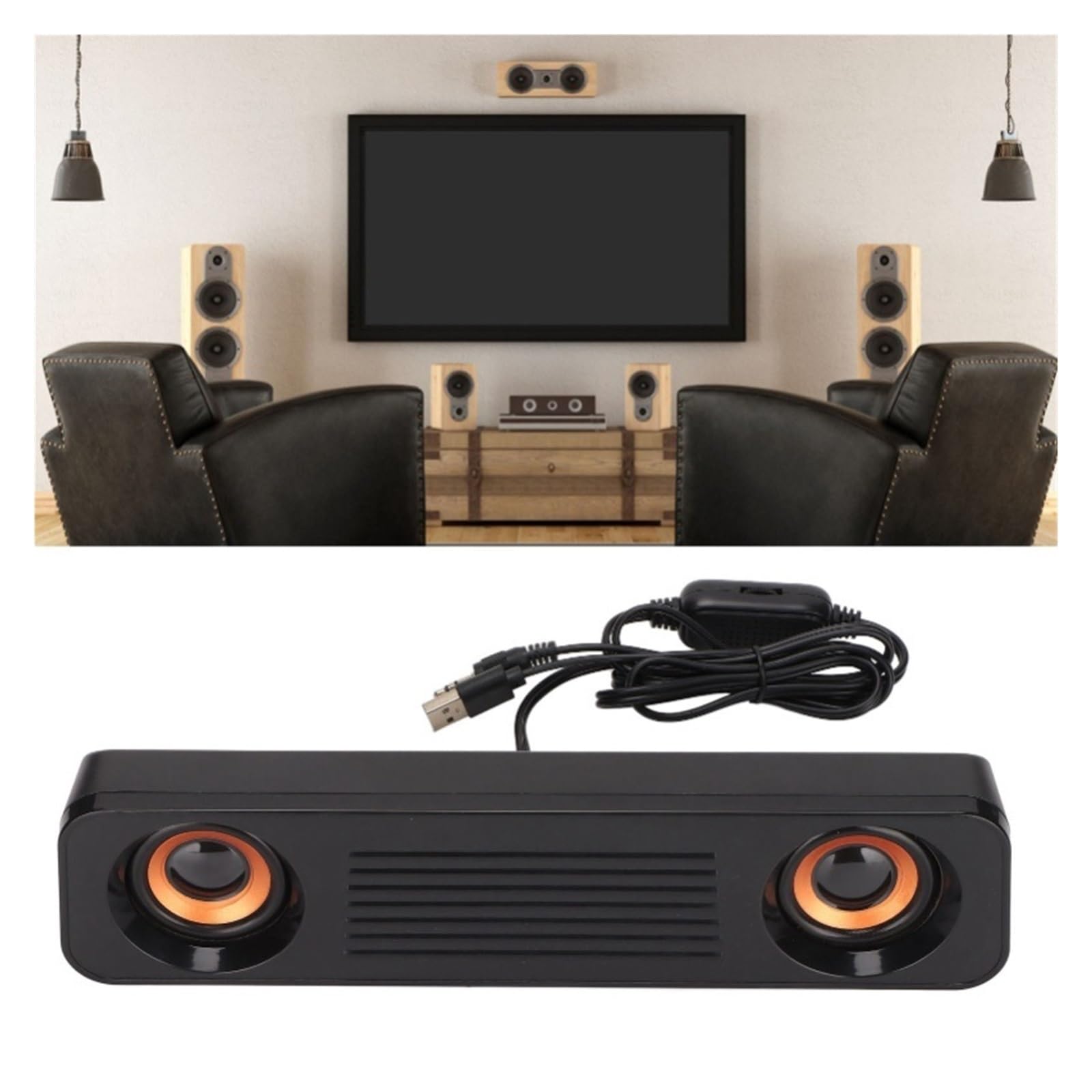 Przewodowy Głośnik HiFi Stereo Subwoofer Przenośny Biurkowy Długi Do Telewizora I Komputera Wszechstronne MożLiwośCi PodłąCzenia