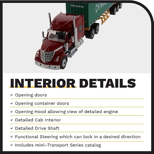 Miniatura 4 de Diecast Masters Cabina internacional Lonestar Sleeper con remolque de esqueleto y contenedor de envío de 40 pies de productos secos Mar China |