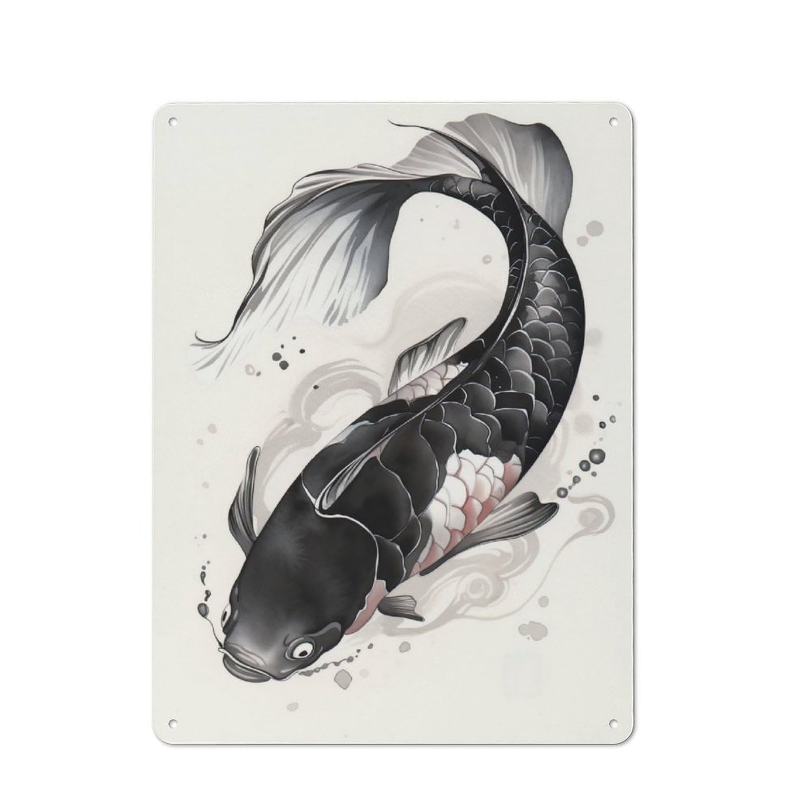 Junmoney Vintage Japanese Koi Fish Retro Printed Metal Sign 40X30cm For Garage Or Workshop, For Garage, Workshop And Man Cave Decoration