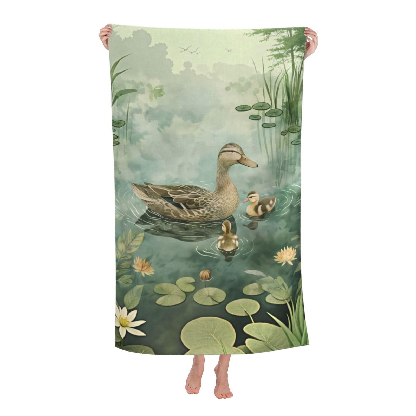HLBSDM Duck Beach Towel 31inx51in Wildlife Sand Free Microfiber Bath Towel Ultra Soft Quick Dry Pool Towel Absorbent Towel Lightweight Towel for Swimming Bathroom Decor