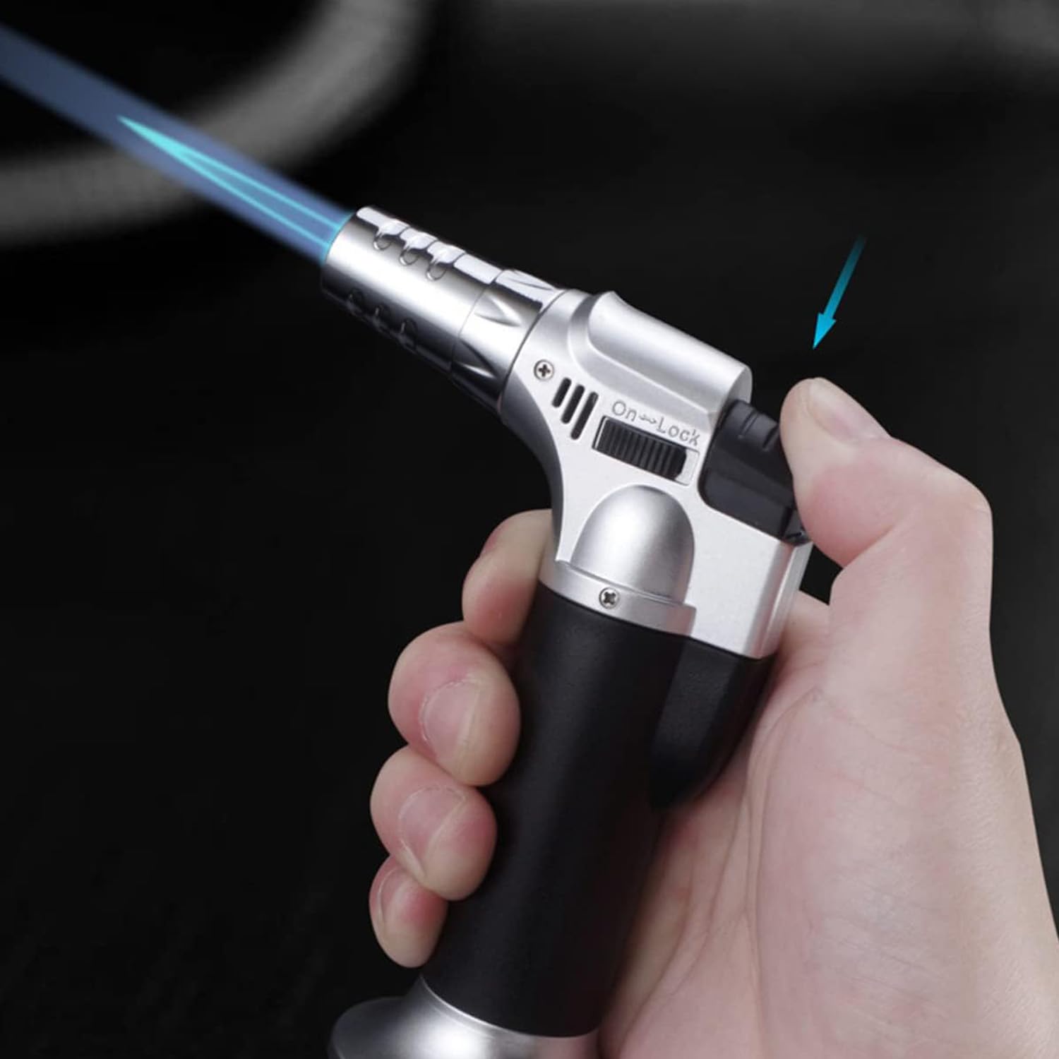 Blaas fakkel, butaan fakkel aansteker navulbaar gas verstelbare vlam mini-keuken blowtorch voor koken, barbecue, crème brij