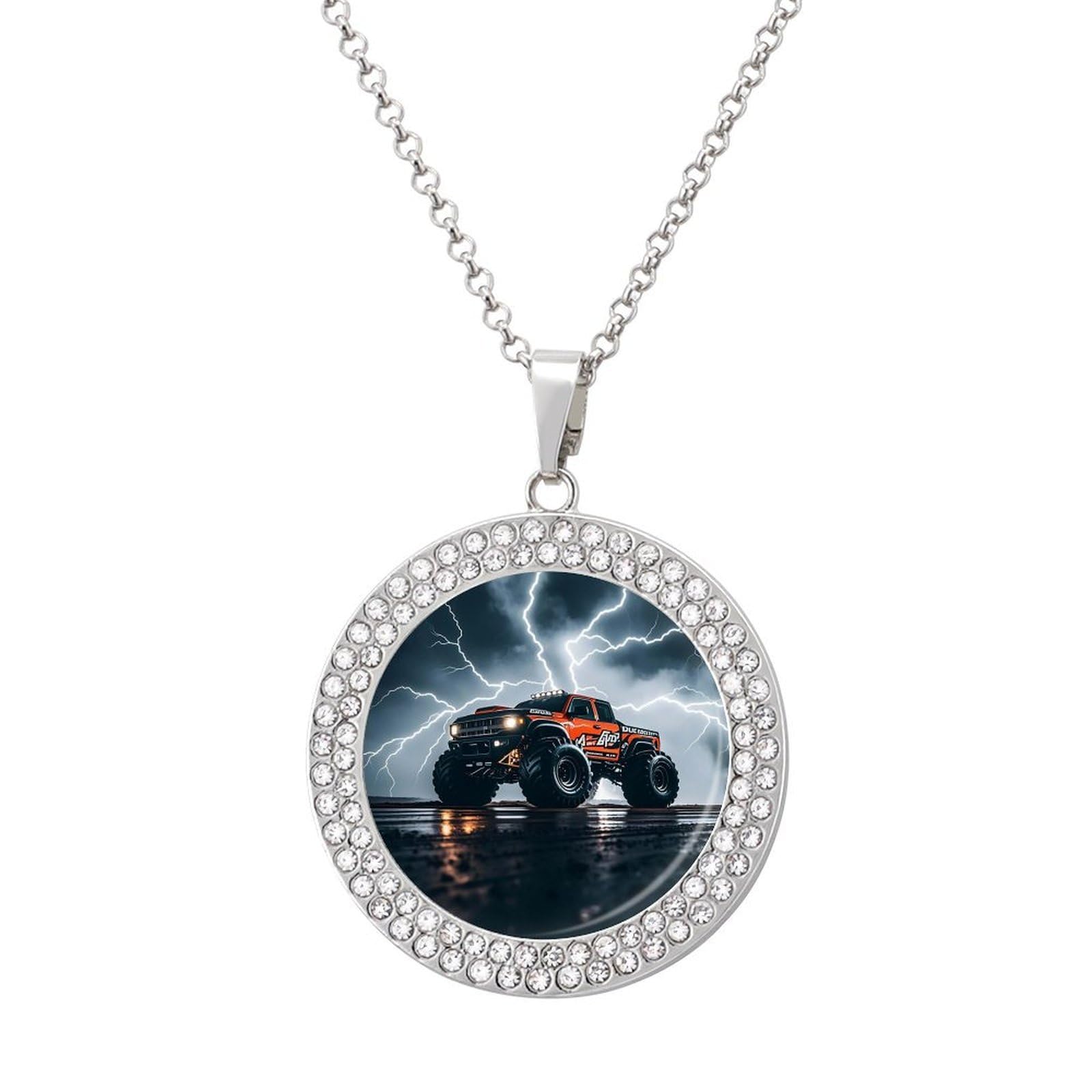Monster Truck Black Sky Necklaces for Women Pendant Necklace silver-Monster Truck Black Sky