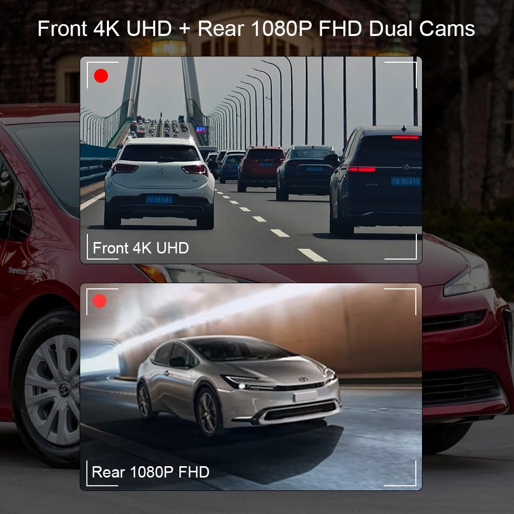 Kamera samochodowa 4K kompatybilna z Toyota Prius 2023 2024 2025 LE XLE Limited (XW60), zintegrowany wygląd OEM, wideo UHD 2160P, wbudowane WiFi i aplikacja, nagrywanie w pętli, Plug & Play