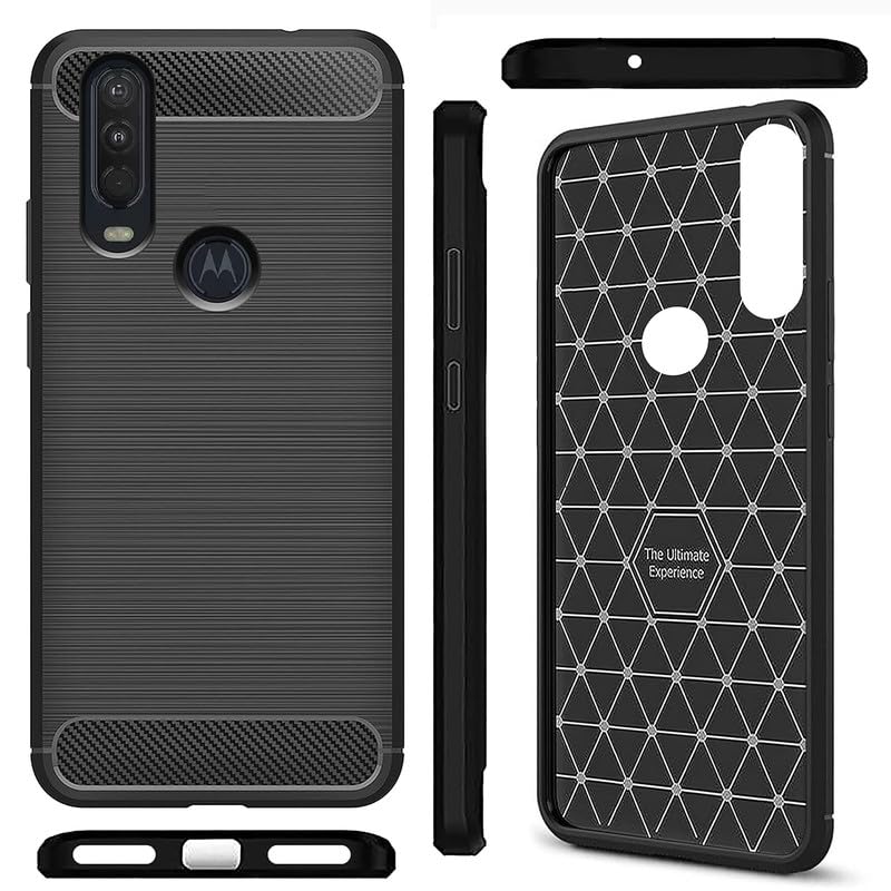 Image of Hybrid Carbon Fiber Back Case for Moto One Action (Black)