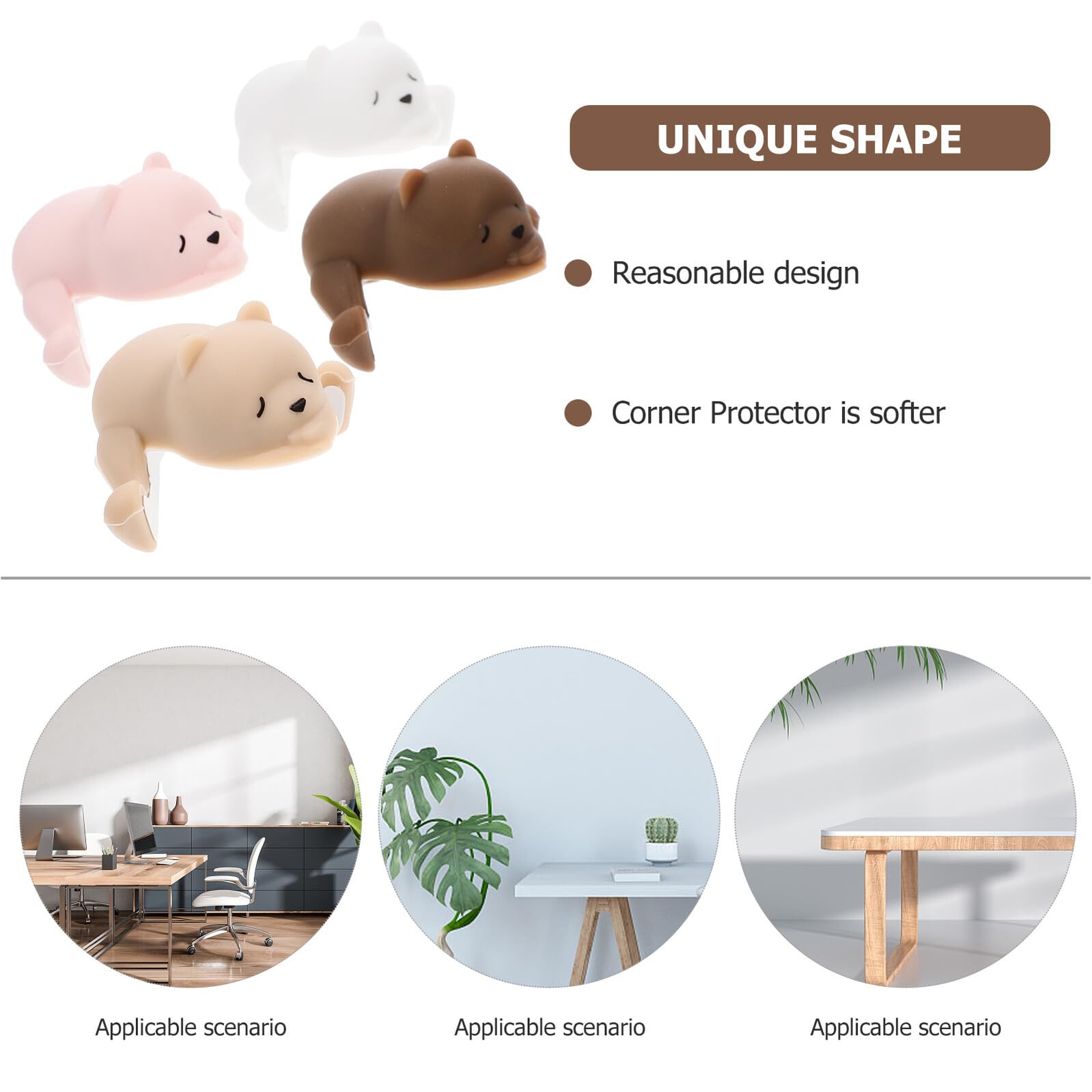 TOYANDONA Protectores de Esquinas para Mesa de Silicona Diseño Animal Infantil Color y 4 Unidades Protección Antichoque para Muebles y Seguridad Infantil el Hogar