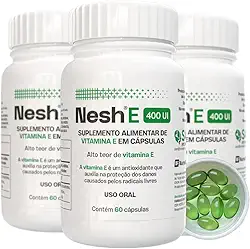 Nesh E 400 UI - Vitamina E Tocoferol - Suplemento em Cápsulas Moles - 60 cápsulas - - Kit 3-180 cápsulas