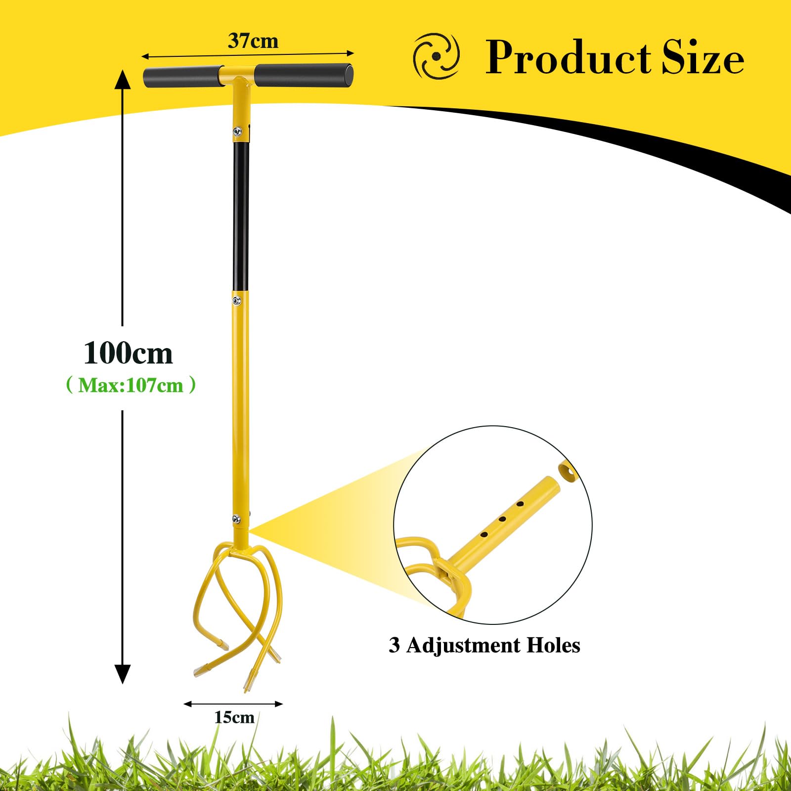 SWAWIS Manuel Twist Tiller Griffe de Jardin, Cultivateur de Griff Amovible avec Manche, Réglable en Hauteur
