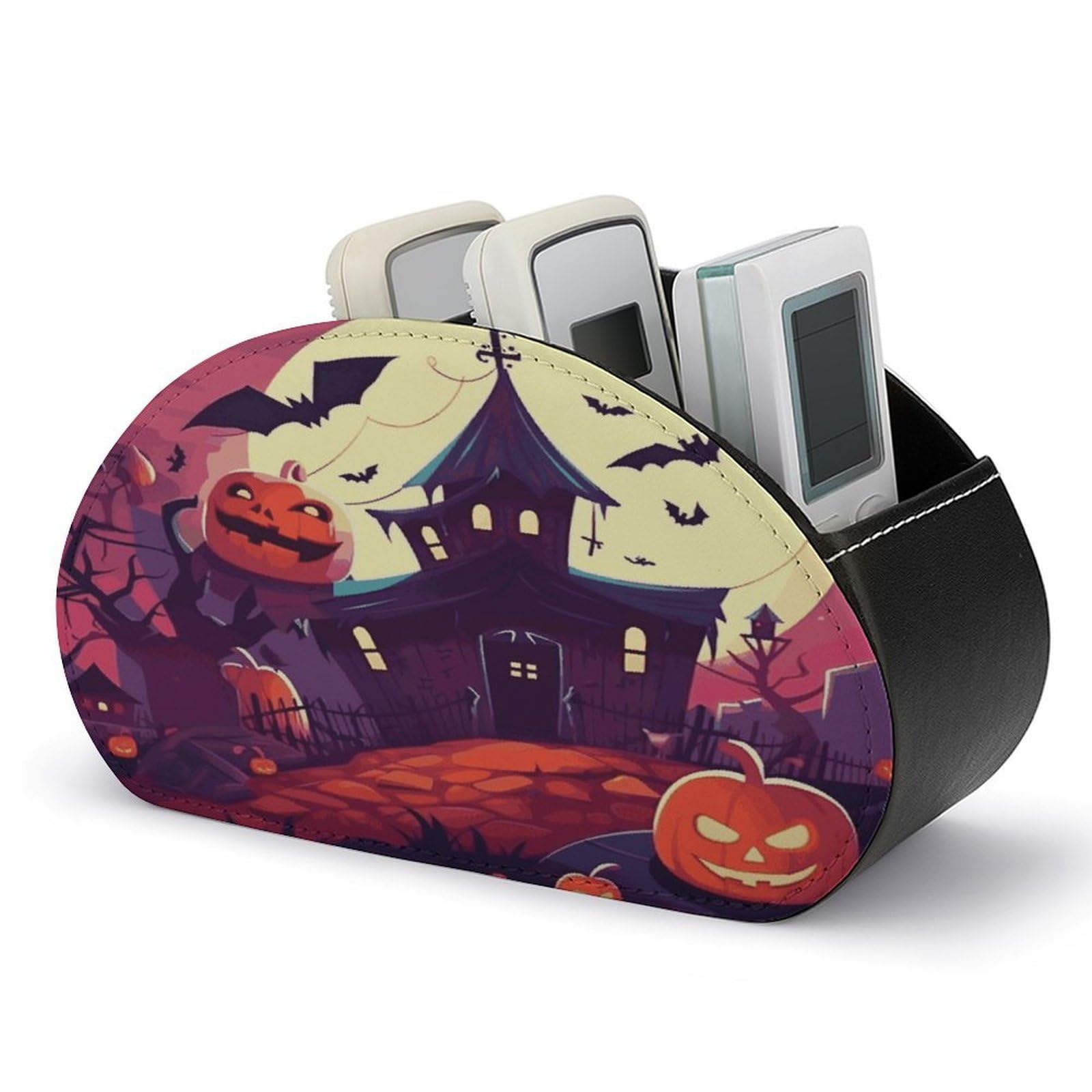 Btcowzrv Style Happy Halloween Remote Control Holder With 5 Compartments