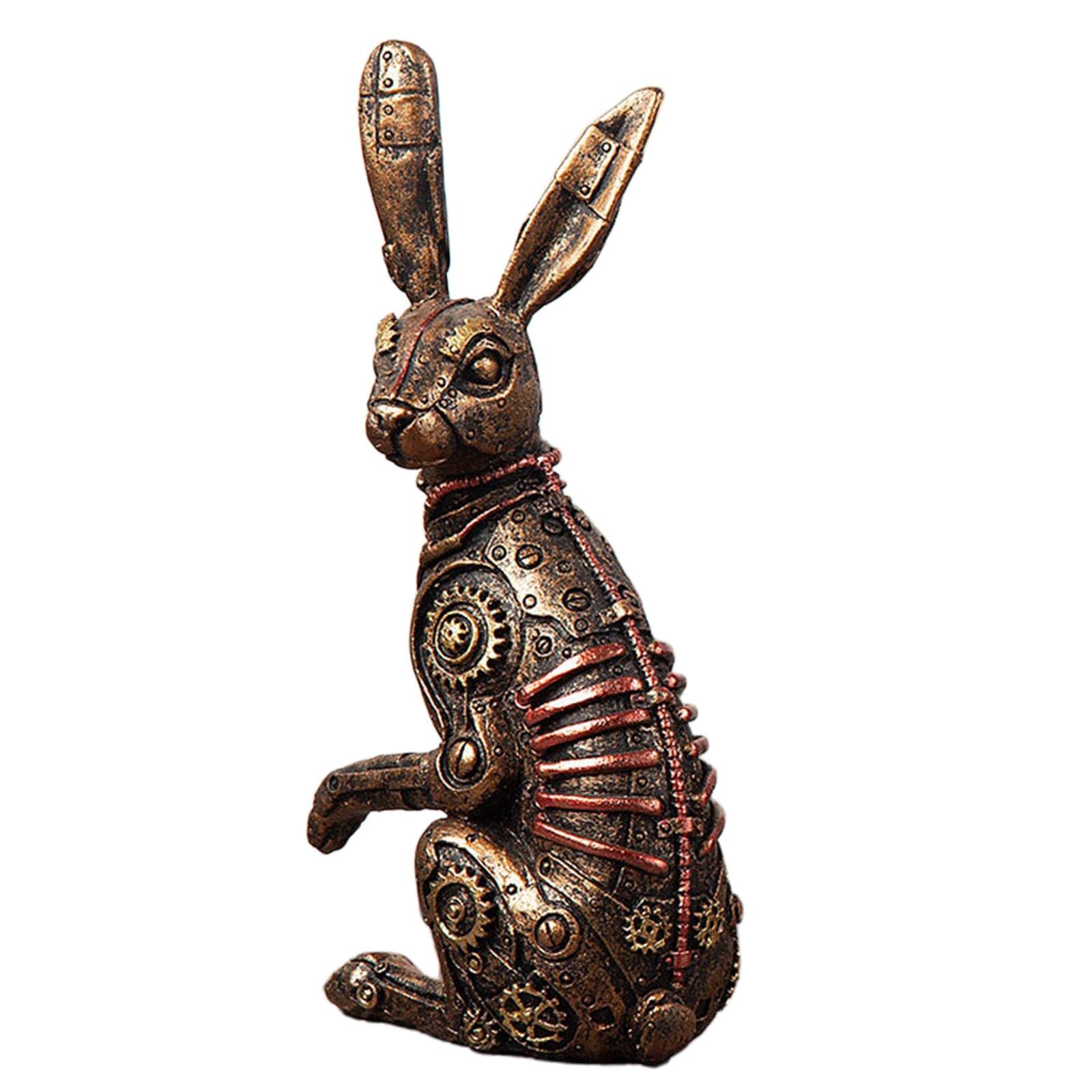 ウサギのオブジェ AI-12 Amazon.co.jp: スチームパンクウサギの像彫刻動物グッズバニー樹脂置物