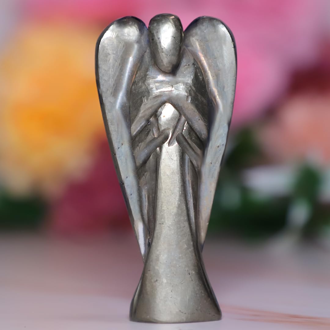 Crystal DivinePyrite Angel Figurines and Statues for Home Decor Items & Decorative Items Crystal Angel Statue Set Crystal Angel Set Angel Wings Angel Crystal Statue for Spritual Item Gifts 3 Inch