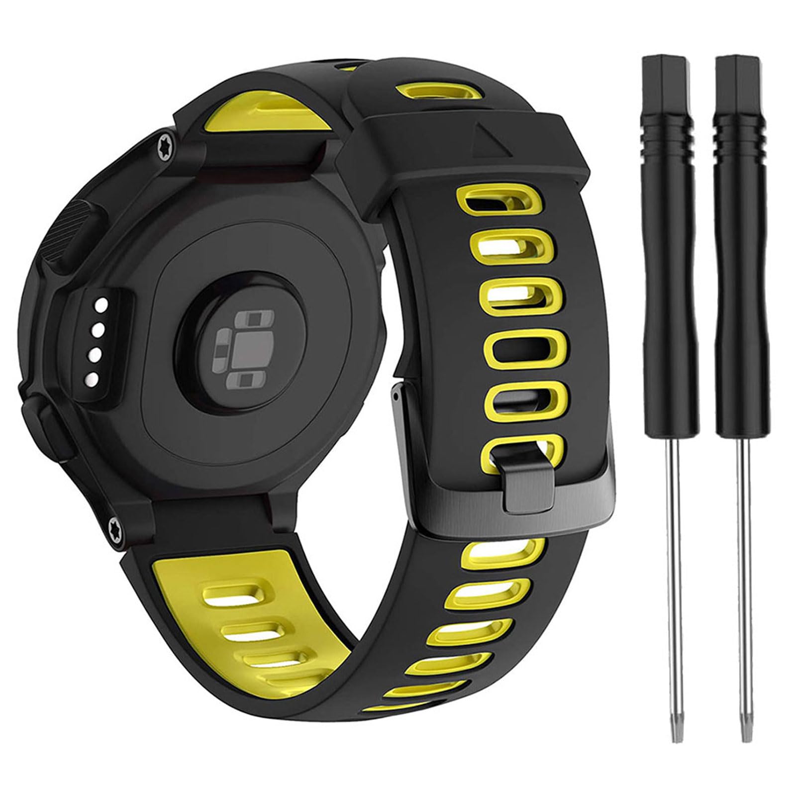 FTTYUHU Silicone Watch Bands,Waterproof Watch Strap for Garmin Forerunner 735 735Xt 220 230 235 620 630 Approach S20 S5 S6 Stainless Steel Buckle Smart Watch Replacement Sport Watch Strap Wrist Straps