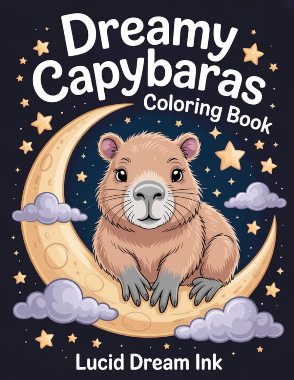 Dreamy Capybaras Coloring Book: Relaxing and Bold Coloring Pages with Cozy Capybaras, Moonlit Scenes and Calm Vibes (Dreamy Animals)