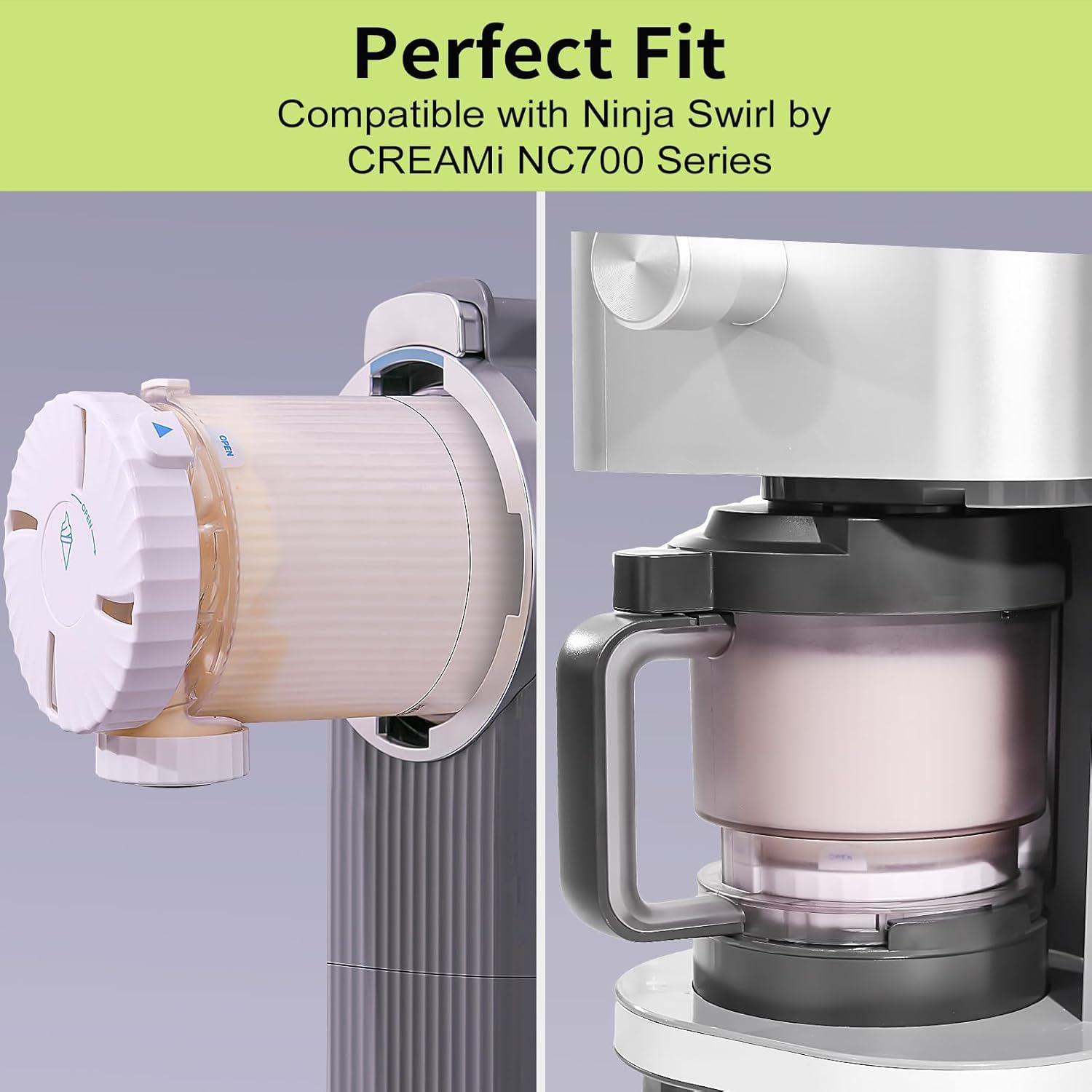 Wvu & Wvo 2 Stück für Ninja Swirl Creami Behälter 480 ml Eisbehälter - Kompatibel mit Ninja Creami NC701 & NC700 Serie Eismaschinen - BPA-frei & Spülmaschinenfest