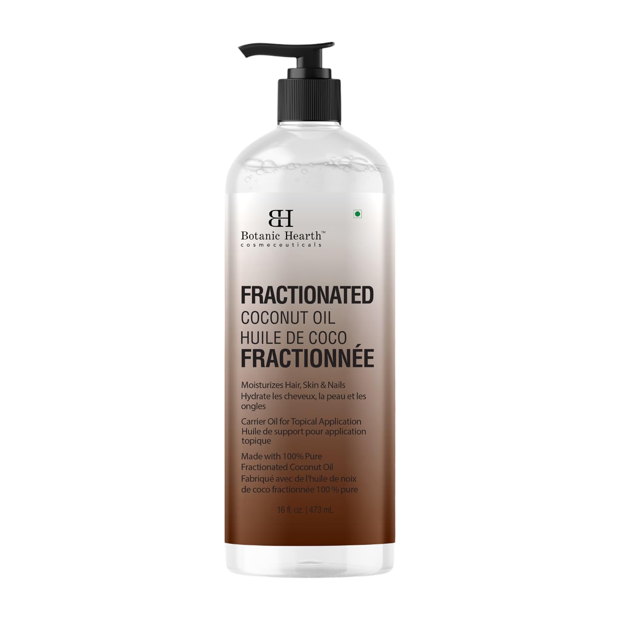 Botanic Hearth Fractionated Coconut Oil For Skin 16 Fl Oz | Liquid Carrier Oil For Diluting Essential Oils | Skin, Lip, Body & Hair Oil Moisturize