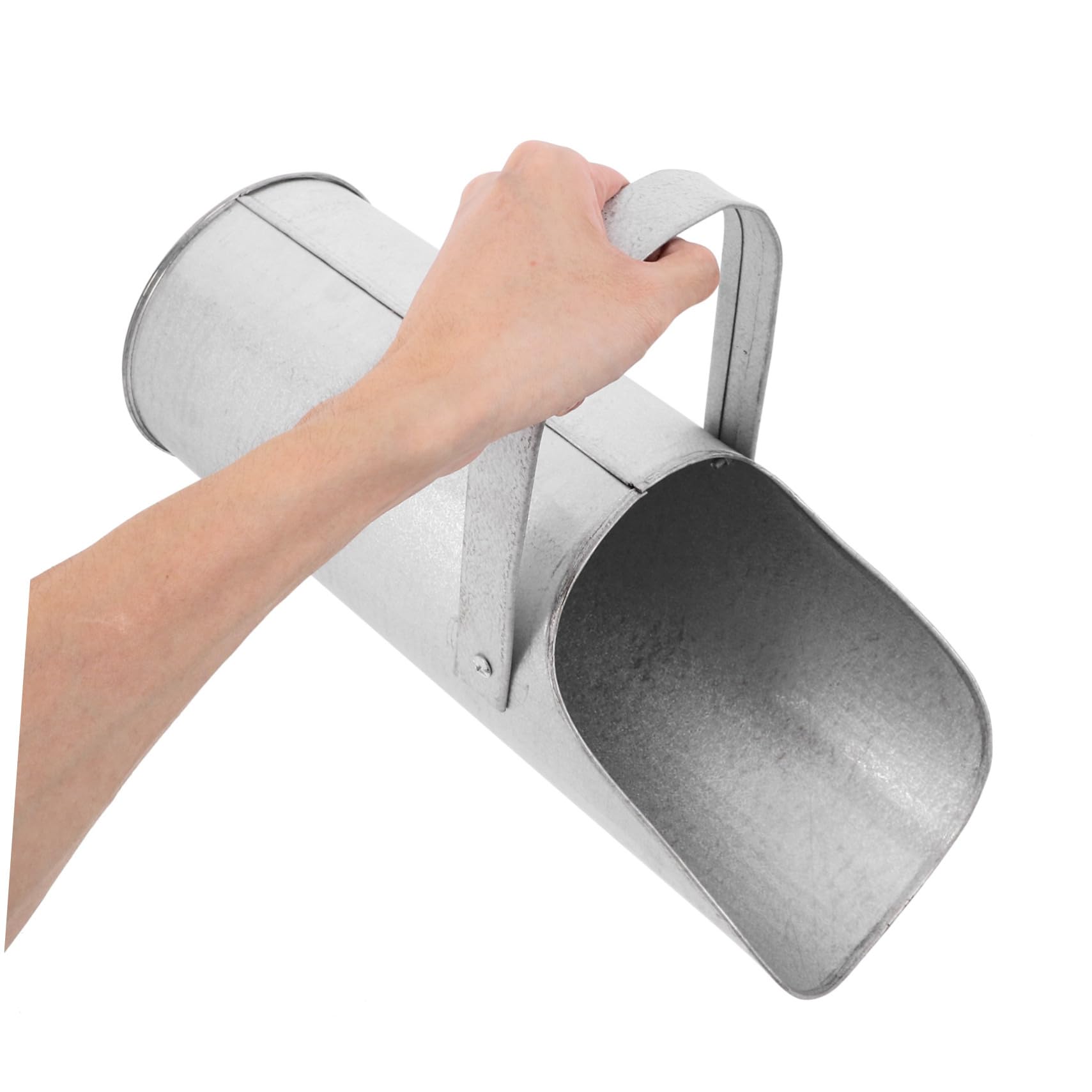 Hemobllo Strumento Imbuto in Ferro Argento per Colata Cemento Secondaria Facile ed Efficiente, Attrezzatura per Costruzioni, Secchio Portatile per Materiale Granuloso per Cantiere Edile