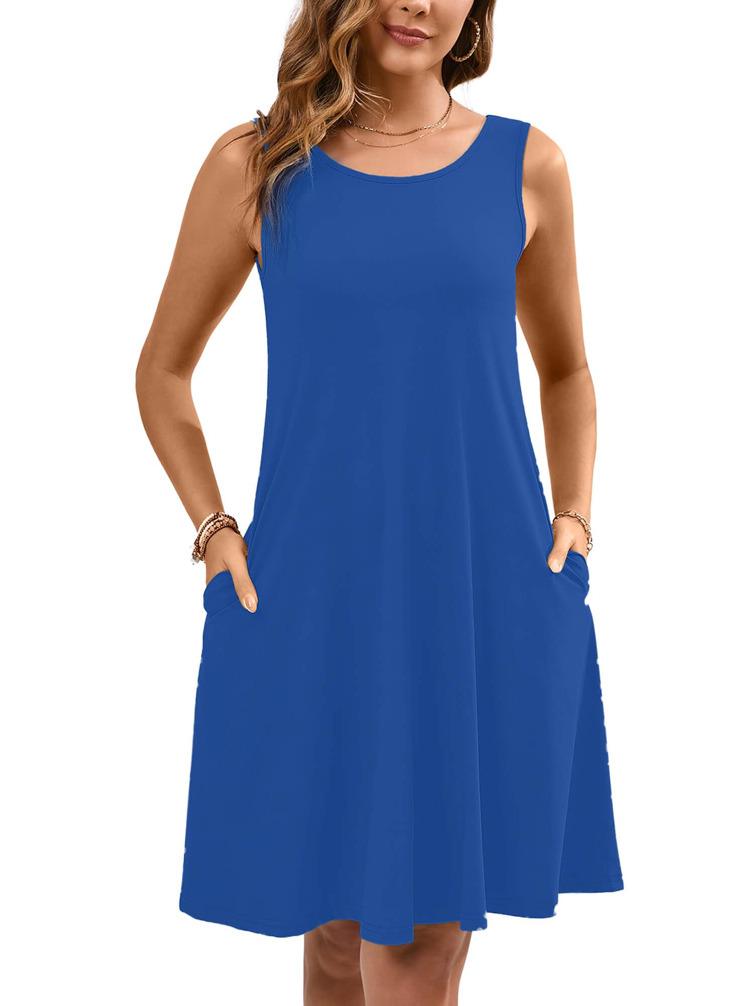 Heymoments Women Sleeveless Summer Beach Dresses with Pockets