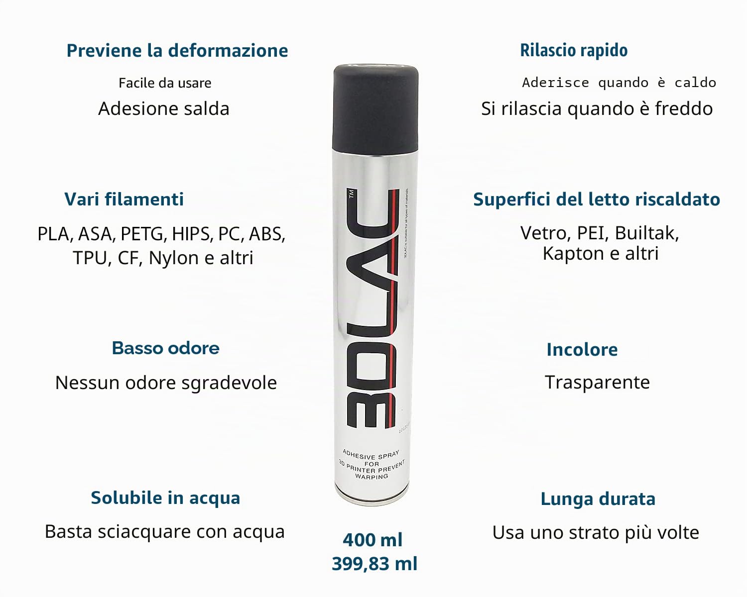 3DLAC Colla spray per una perfetta aderenza al letto di stampa 3D, 400 ml