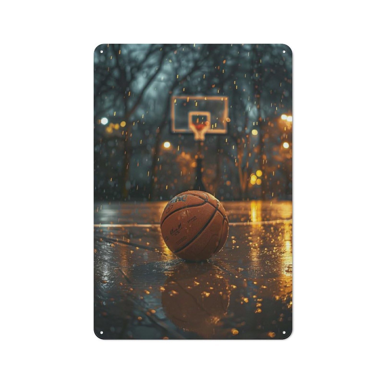 Junmoney Basketball Nostalgia Retro Metal Plaque 30X20cm For Guest Room Or Hallway, Housewarming Present For People Styling Guest Room And Hallway