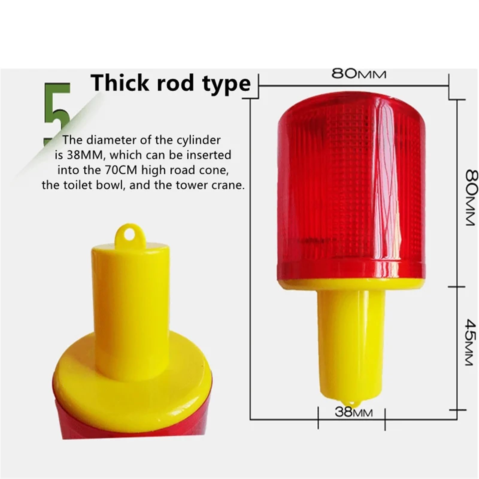 Luces LED de advertencia de emergencia con batería de 1200mAH con energía Solar/luz de baliza/luces de alarma de tráfico/lámpara indicadora de seguridad de grúa torre(Sleeve type)