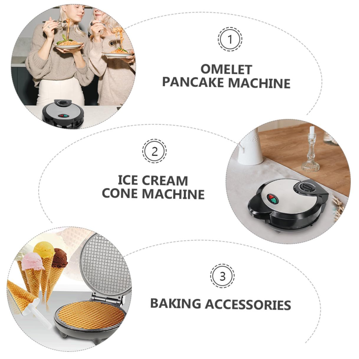 Cabilock Máquina para Hacer Rollos de Helado Negra de Acero Inoxidable | Revestimiento Antiadherente, Limpieza Sencilla, Uso Doméstico para Conos y Enrollados