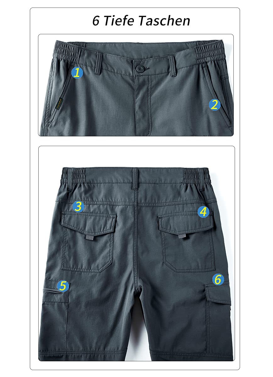Homme Pantalon de Travail Cargo Randonnée Tactique Militaire Outdoor Escalade Pantalons Léger Respirant Imperméable Chasse avec Multi-Poches