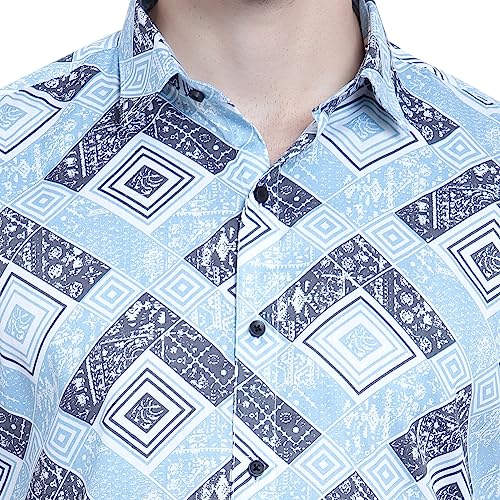 Image of WEFTIN [LIVE IN LIFESTYLE] Men's Wear Shirt for Outdoor & Indoor Casual Wear 100% Cotton Fabric All Pattern Printed Shirt in Half Sleeve (R16002 Half)