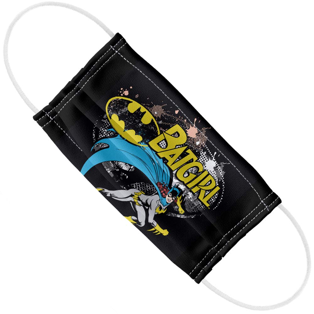 Popfunk Batman Batgirl Halftone 1-Ply Reusable Face Mask Covering with Adjustable Nose Wire, Unisex