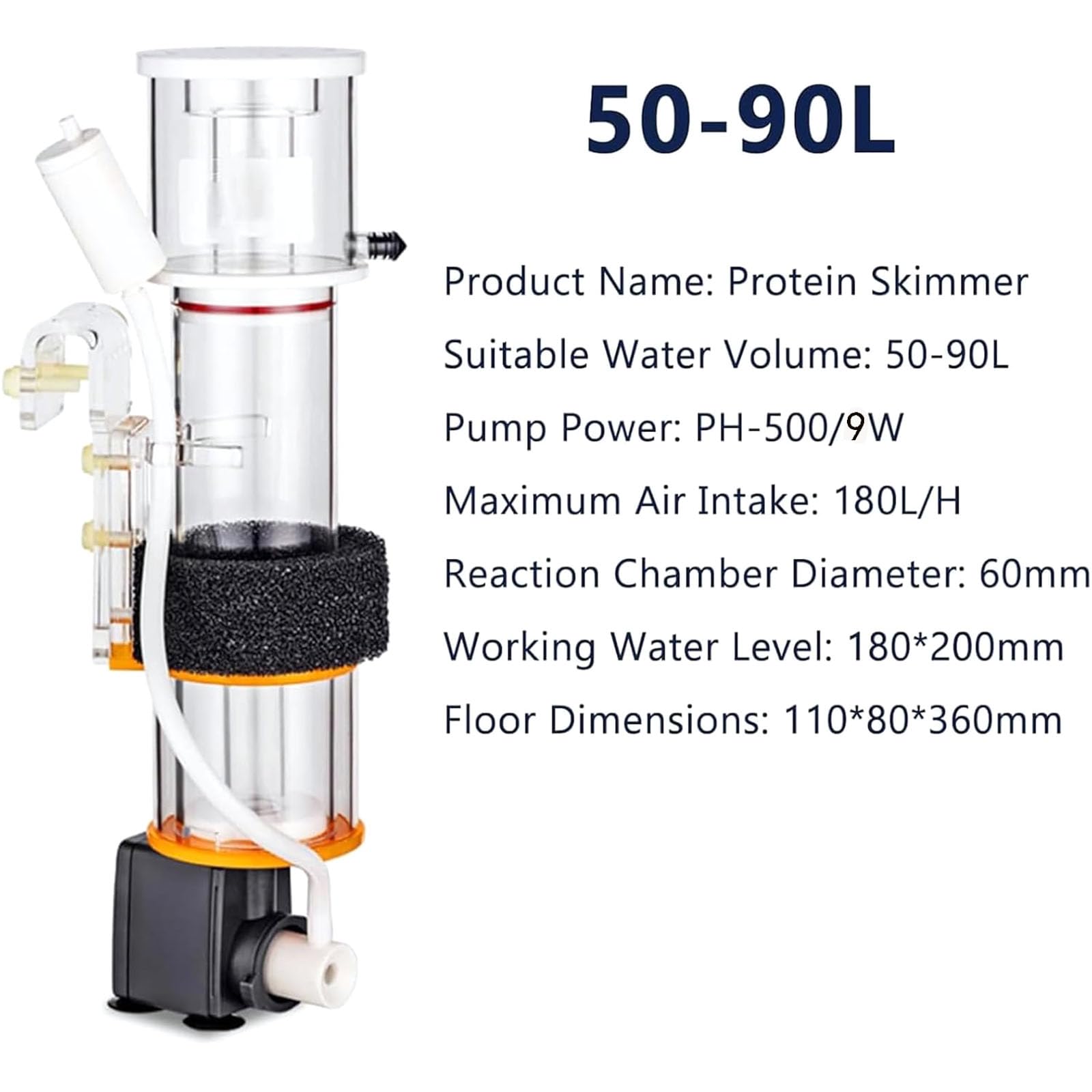 Skimmer De Proteínas Interno Para Acuarios, Con Potente Entrada De Aire De 140 L/H-220 L/H, Potencia De Bomba De Agua PH400-PH1000, Sin Ruido, Mejora La Calidad Del Agua, Fácil Instalación, Para Acuar