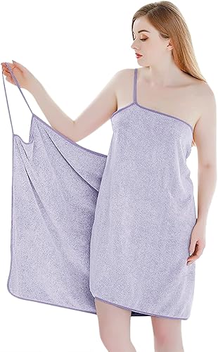 Toalla de baño sexy con correas para mujeres y niñas, absorbente de forro polar, toalla larga para la ducha, vestido de noche