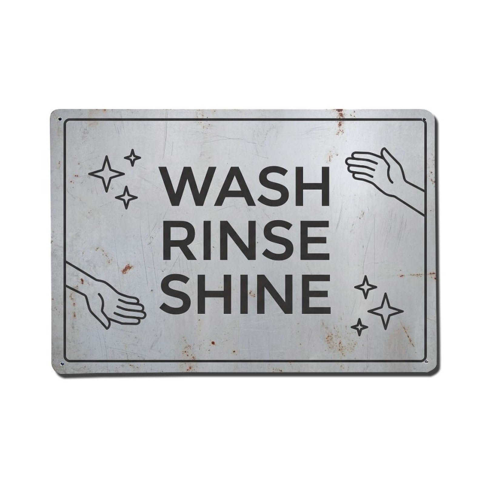 Olhnbad Style Wash Rinse Shine Hand Washing Quote Text Layout Metal Tin Sign