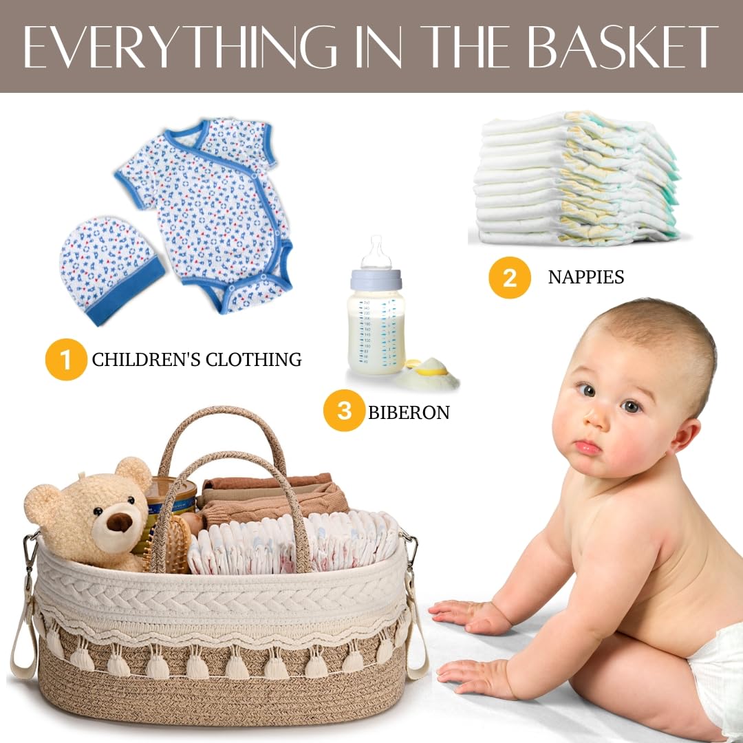 SEBRAM Baby Nappy Caddy Organiser for newborn baby essentials with Insulated Bottle Pocket, Stroller Straps - Image 2
