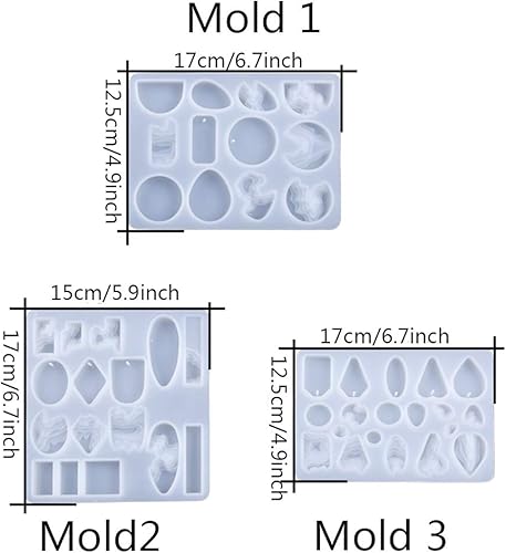 Miniatura 4 de FineInno Paquete de 3 moldes de resina de ola oceánica, molde de silicona rectangular, moldes de fundición epoxi para joyería de isla para colgante,