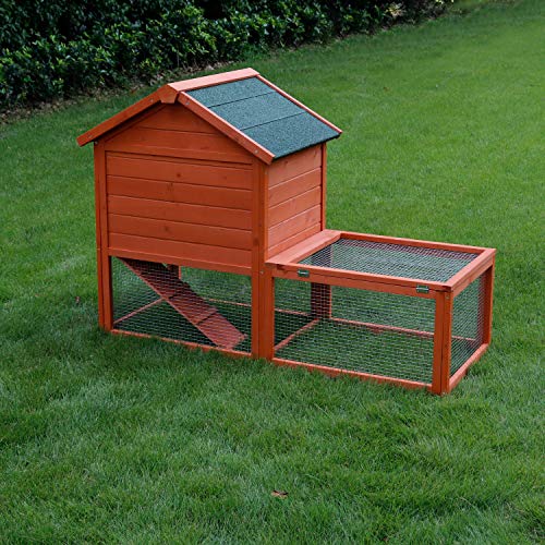 LINLUX Deluxe Large Wooden Chicken Coop Outdoor Garden Backyard Large Wood Hen House Rabbit Hutch Poultry Cage, with Ventilation Door, Removable Tray and Ramp