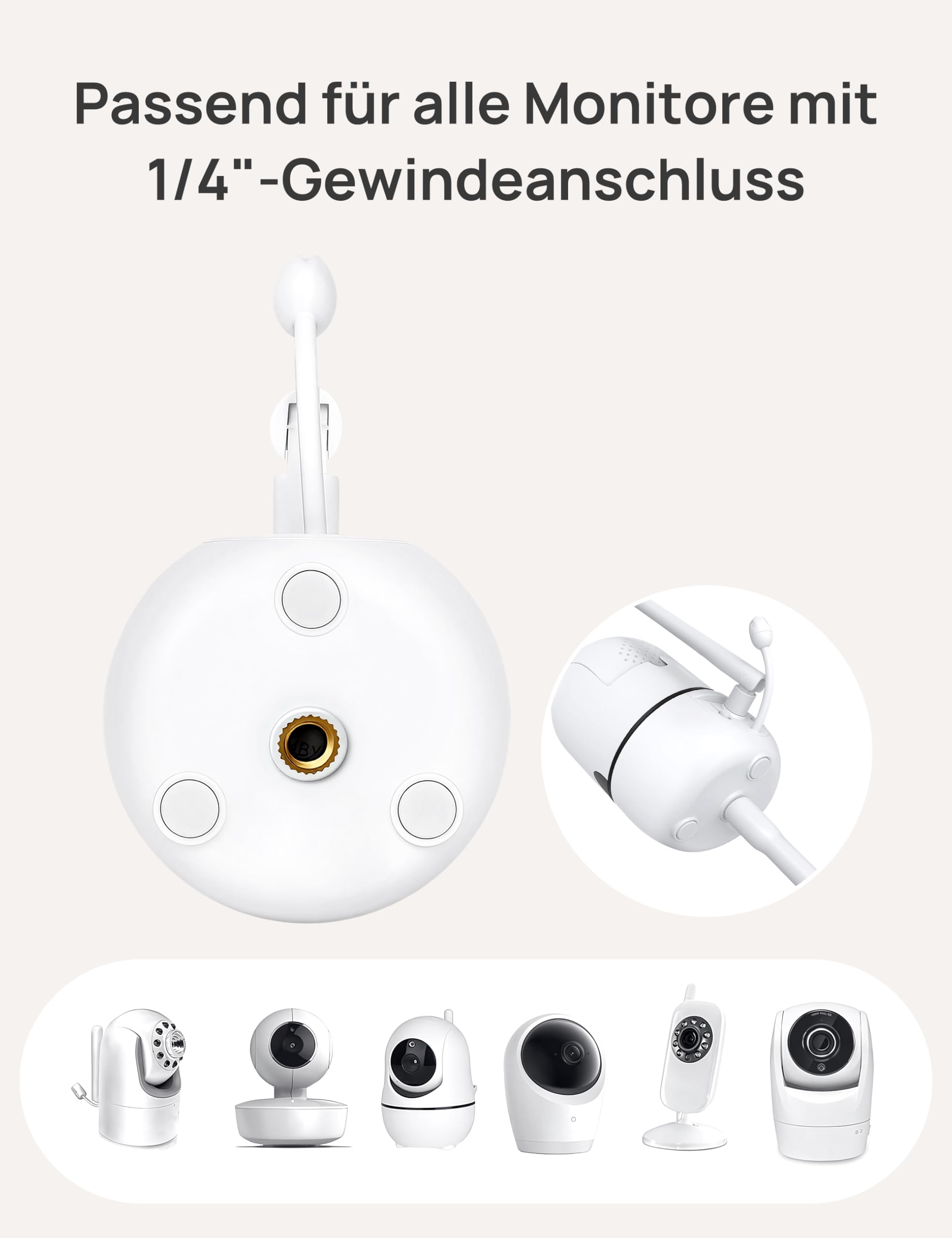 Dr.Care Babyphone Halterung, Universelle Verstellbare Kamera Clip-Halterung, Kompatibel mit Allen Babyphone Kameras, Flexibler Langer Schwanenhals für Kinderbett, Werkzeugefrei