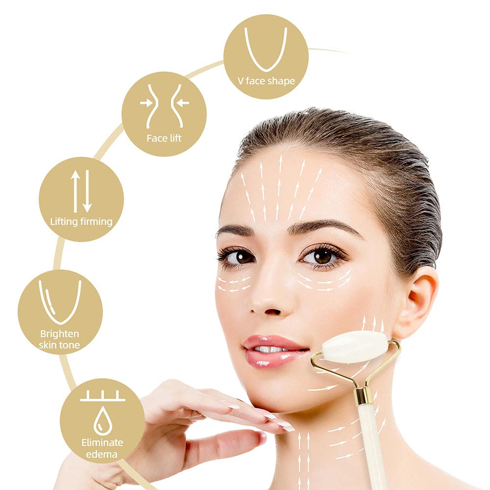Rodillo de masaje de práctica portátil de jade facial natural antiarrugas pérdida de peso facial Shaper cuerpo pie herramientas de relajación belleza a estilo caja blanca