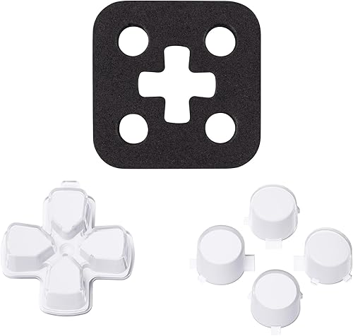 Miniatura 9 de eXtremeRate Robot de dos tonos blanco y transparente personalizado Dpad botones de acción reemplazo sin letra Impresión Botones faciales D-pad