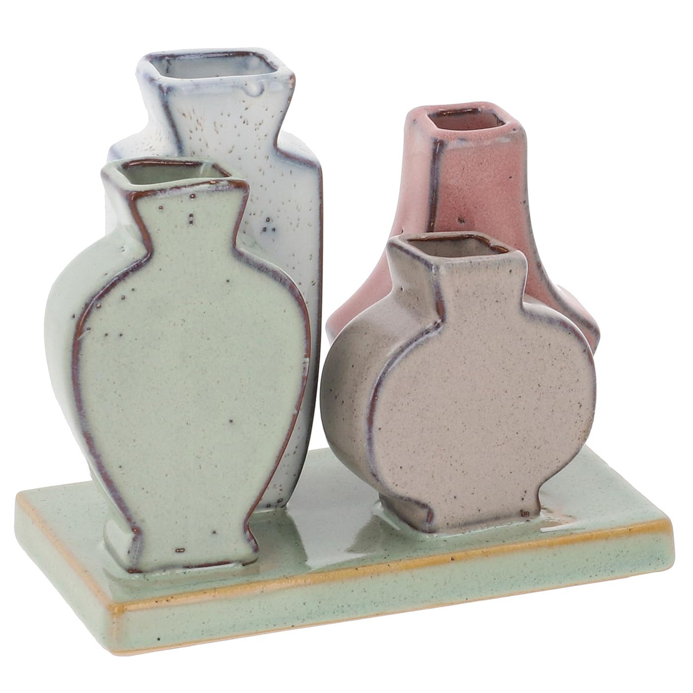 Shudehill Giftware Petite Pottery Flat Bud Vase Set Ceramic Stem Vase Set Decorative Vase Display