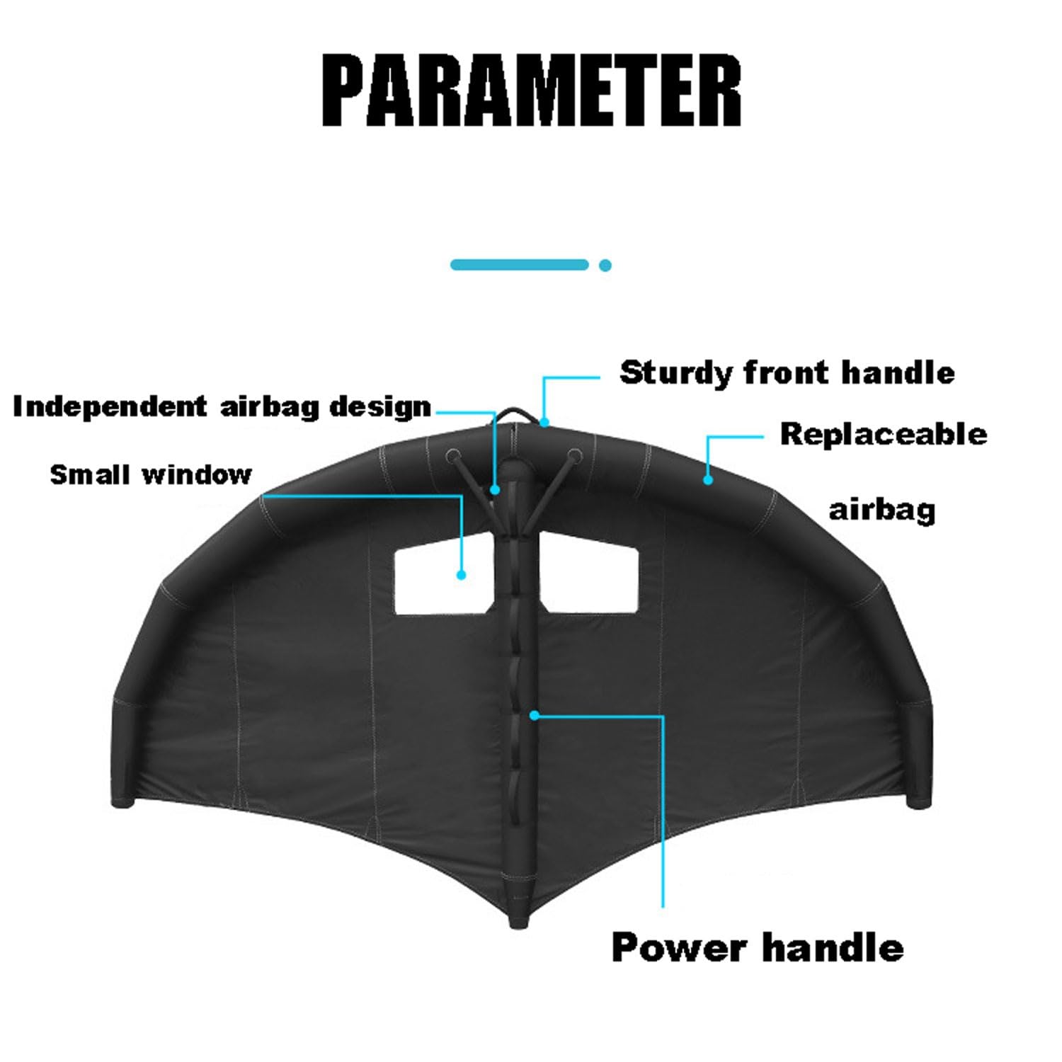 Kitesurfen Drachen 5m² Folienfenster mit zwei Airbags für Hand-Surfboarding und Outdoor Schnee Ski Surfen