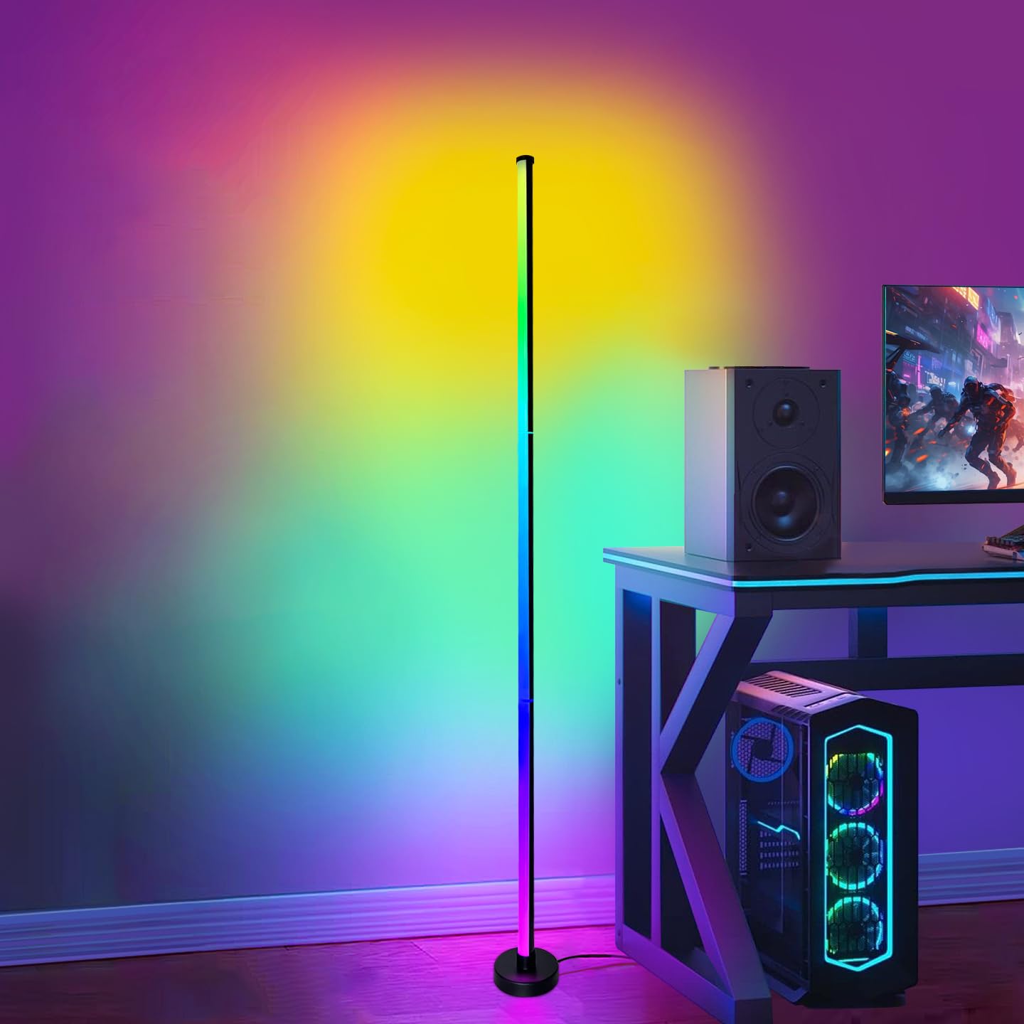 Smart RGB Corner Floor Lamp, Dimmable LED Floor Lamp with 72 LEDs, 180° Lighting Angle, Music Sync, APP & Remote Control, Color-Changing Standing Lamp for Living Room & Bedroom-picture-15