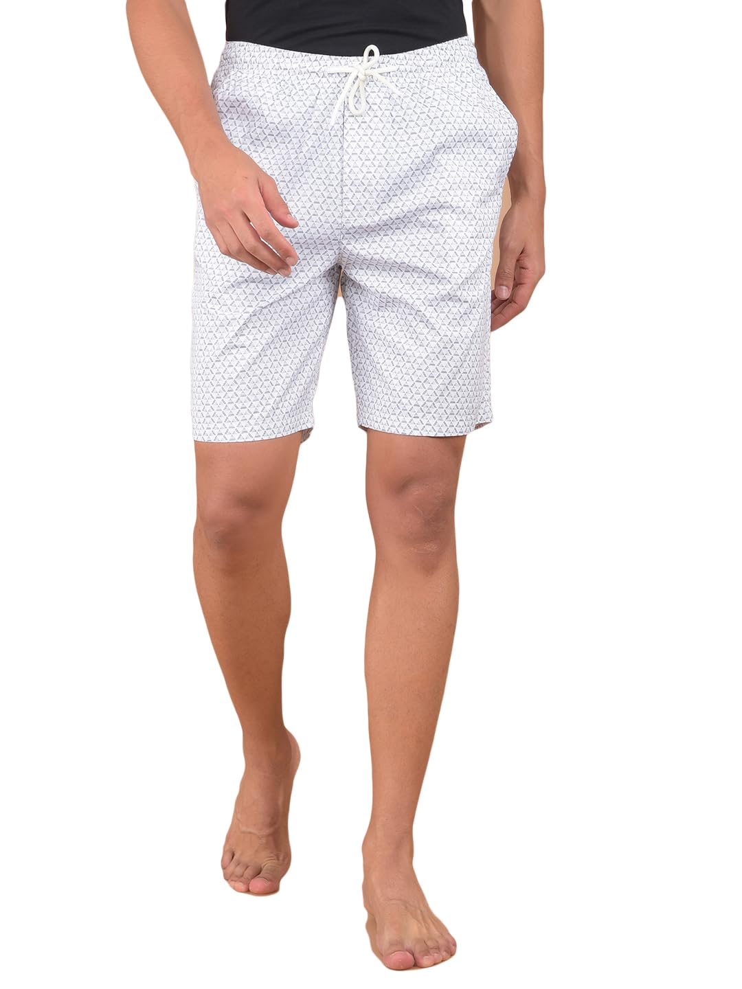 crimsoune club Men's White Printed 100% Cotton Lounge Shorts-picture-22