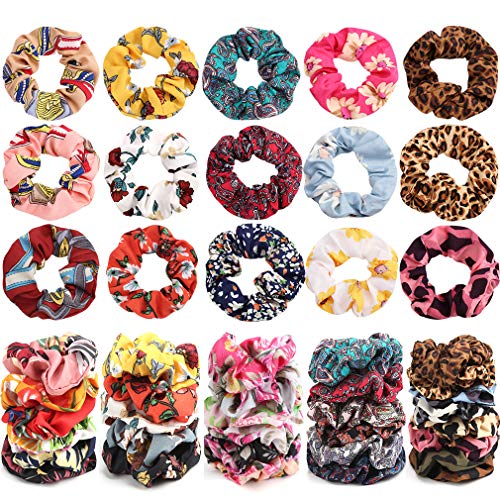 TOBATOBA 55 pcs Hair Scrunchies Chiffon Elastic Hair Bands Scrunchy Hair Ties Ropes 55 Pack Scrunchies for Women Hair Accessories Christmas present, 55 Assorted Colors Scrunchies